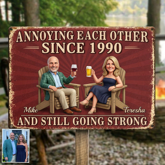 Annoy Each Other Since - Personalized Couple Rectangle Metal Sign
