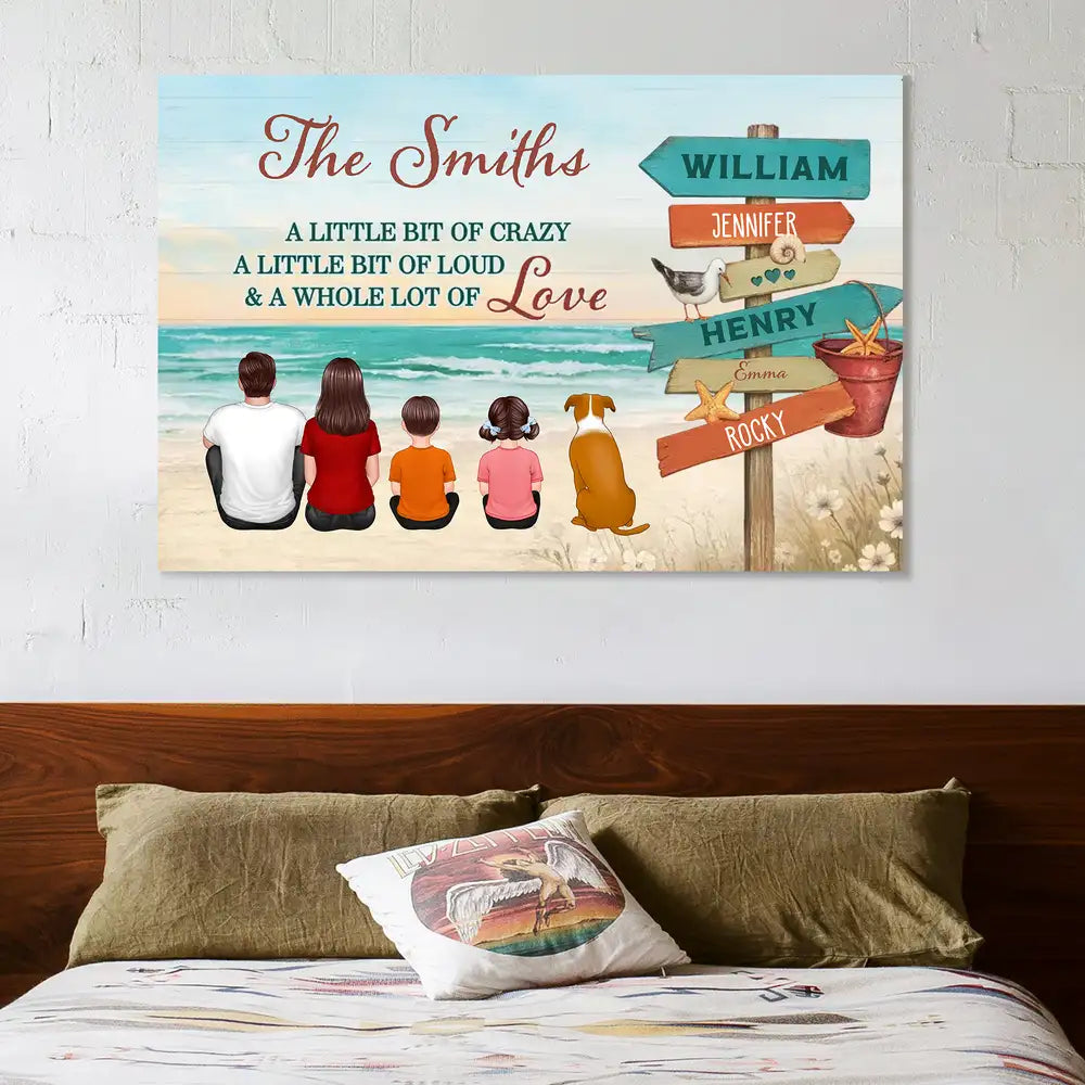 Beach Family Poster – A Little Bit of Crazy, A Little Bit of Loud, A Whole Lot of Love | Personalized Custom Sign