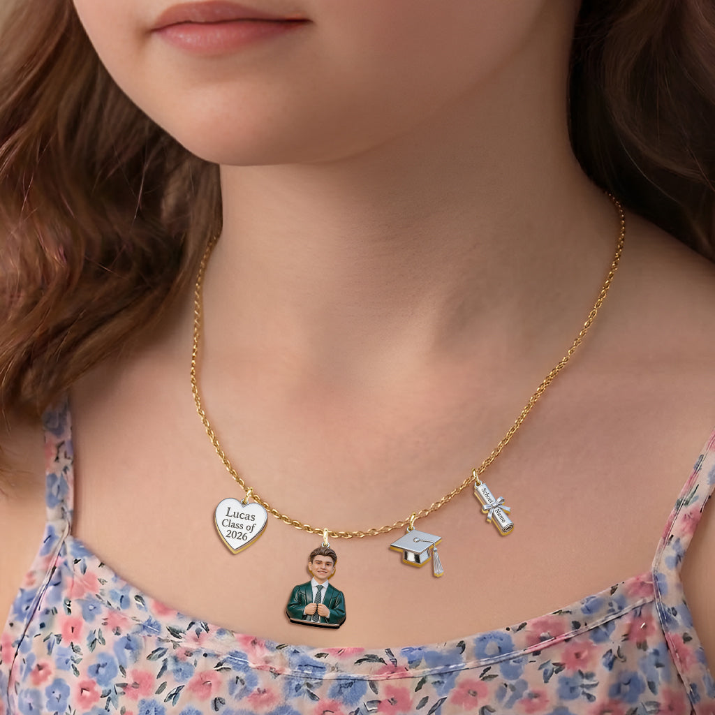 Class Of 2026 - Personalized Graduation Metal Necklaces With Pendants