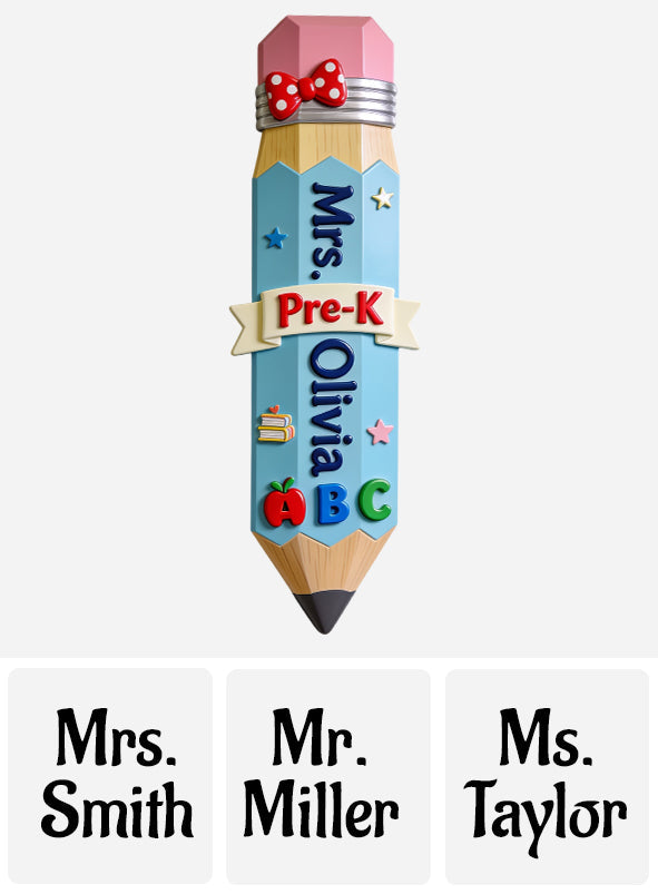 Giant Pencil 3D Shaped Wall Sign - Personalized Teacher Custom Shaped Wood Sign