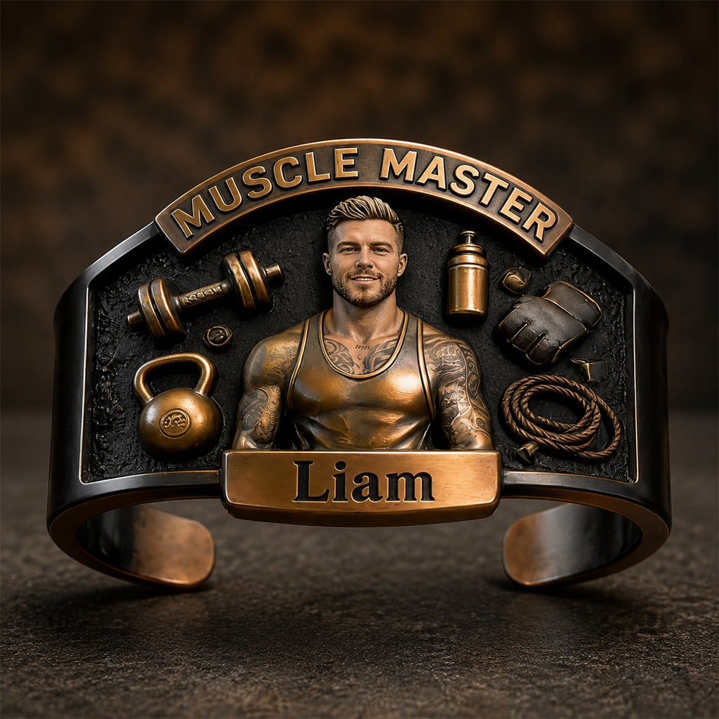Gym King - Personalized Fitness Shaped Cuff Bracelet