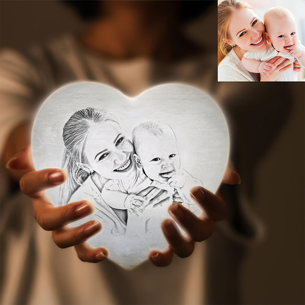 Any Photo Heart Moon Lamp - Personalized Lamp