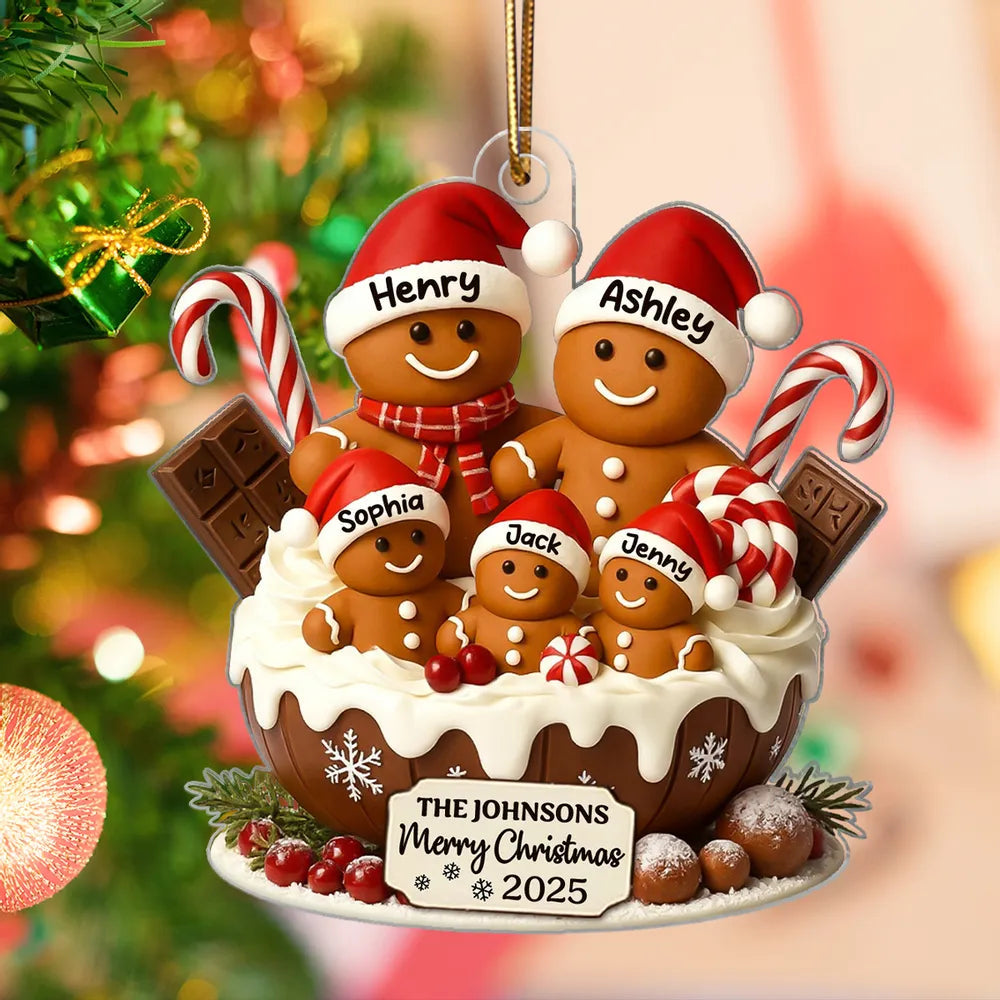 Christmas Gingerbread Family Acrylic Ornament, Personalized Festive Decor with Warm Holiday Vibes, Perfect Gift for Family