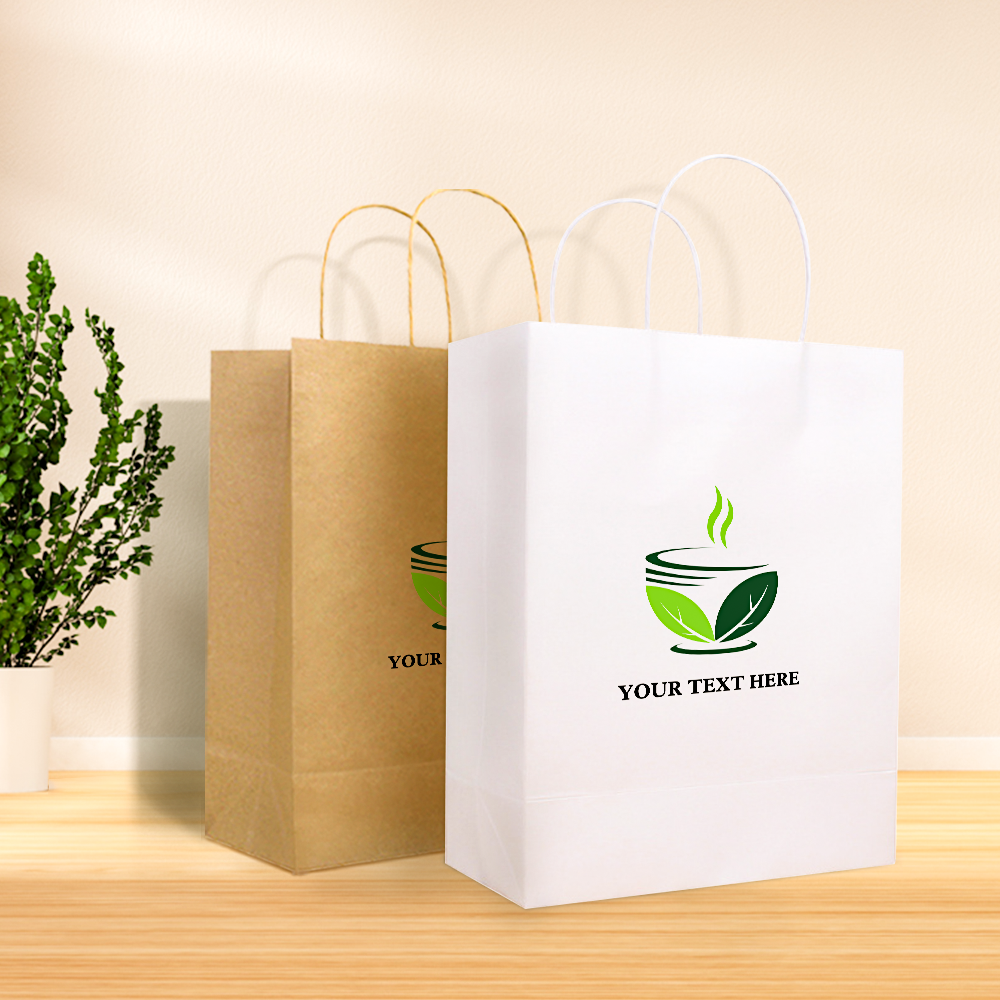 Custom Logo And Text Kraft Paper Gift 100PCS Printed Kraft Paper Bags - gift for anyone - Personalized Bag