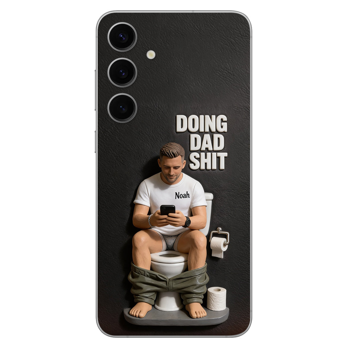 Doing Dad Shit - Personalized Father 3D Embossed Leather Phone Case