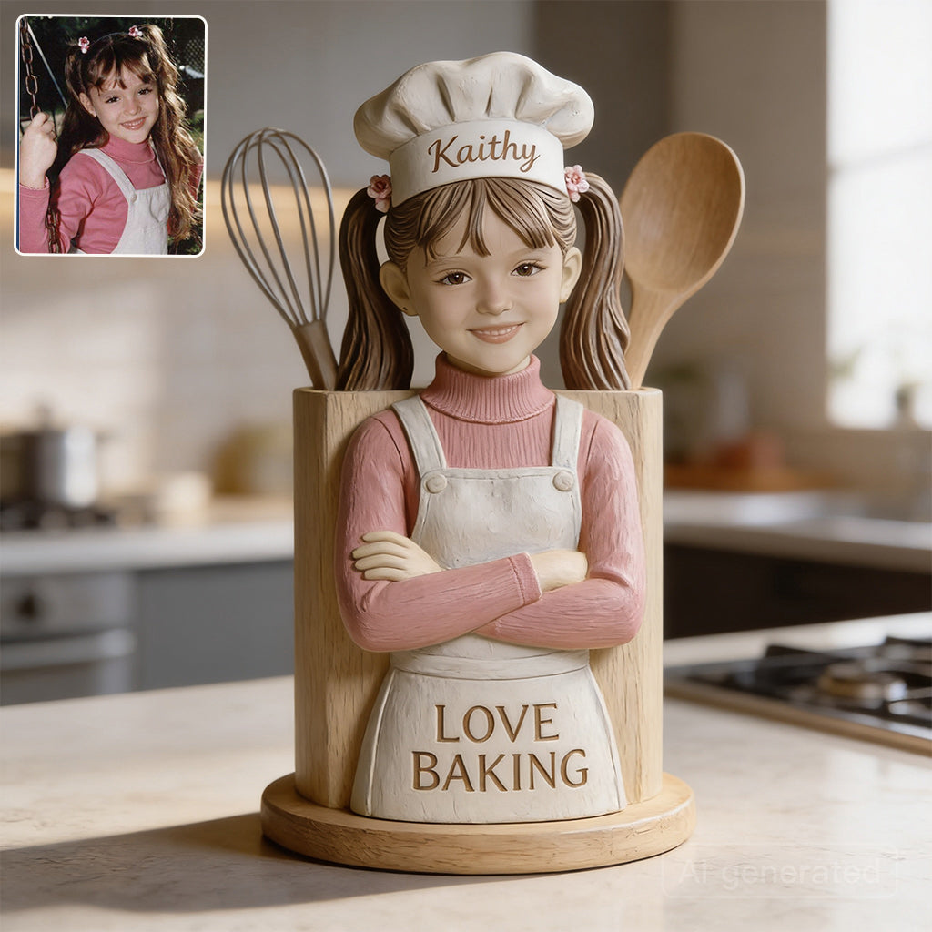 Love Baking - Personalized Wooden Baking Utensils Holder