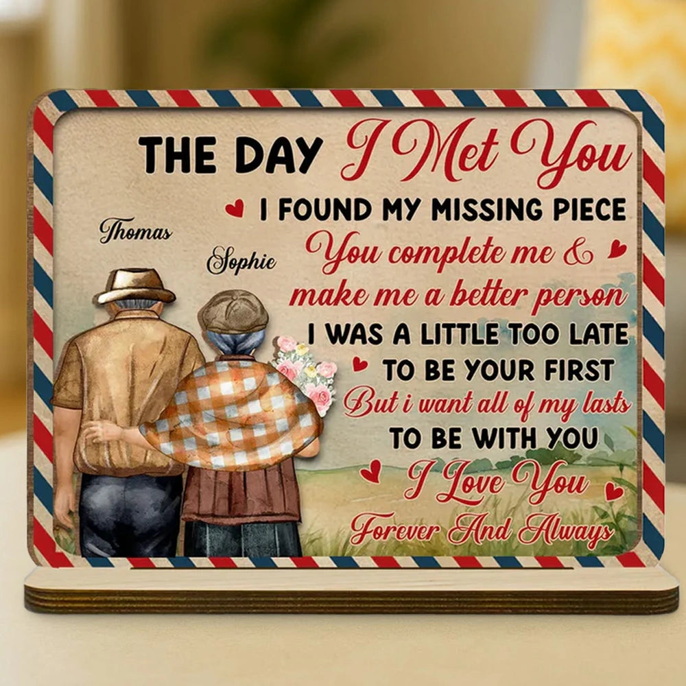 Personalized 2-Layer Wooden Plaque for Couples – Romantic Quote Art, Custom Names, Unique Anniversary Gift with Heartfelt Message
