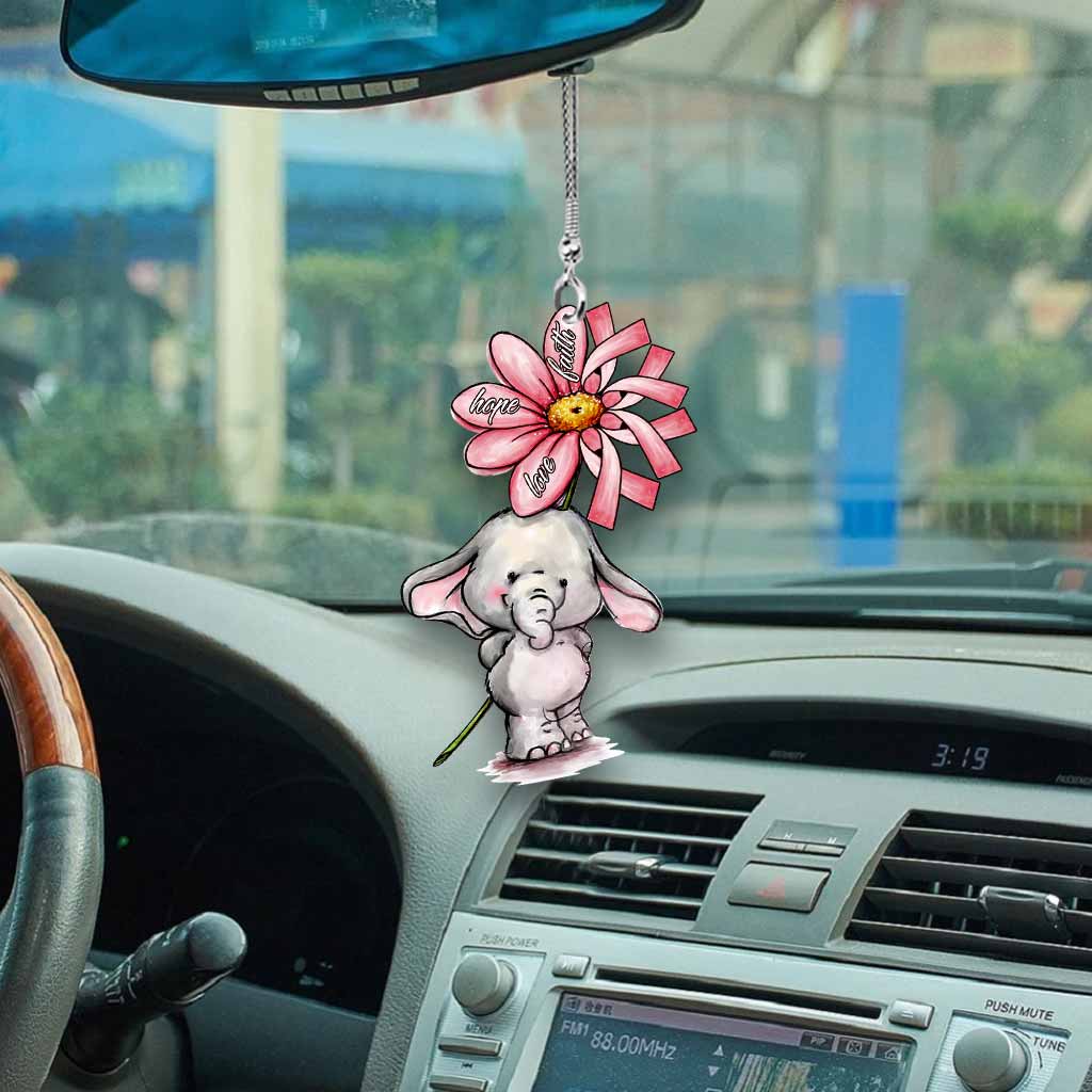Faith Hope Love - Breast Cancer Awareness Two-Sided Car Ornament