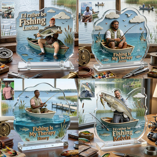Fishing Is My Therapy - Personalized Fishing 2-Layer Acrylic Freestanding