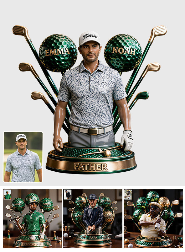 Custom Any Photo Best Dad/Grandpa By Par - Personalized Golf Custom Shaped Acrylic Plaque