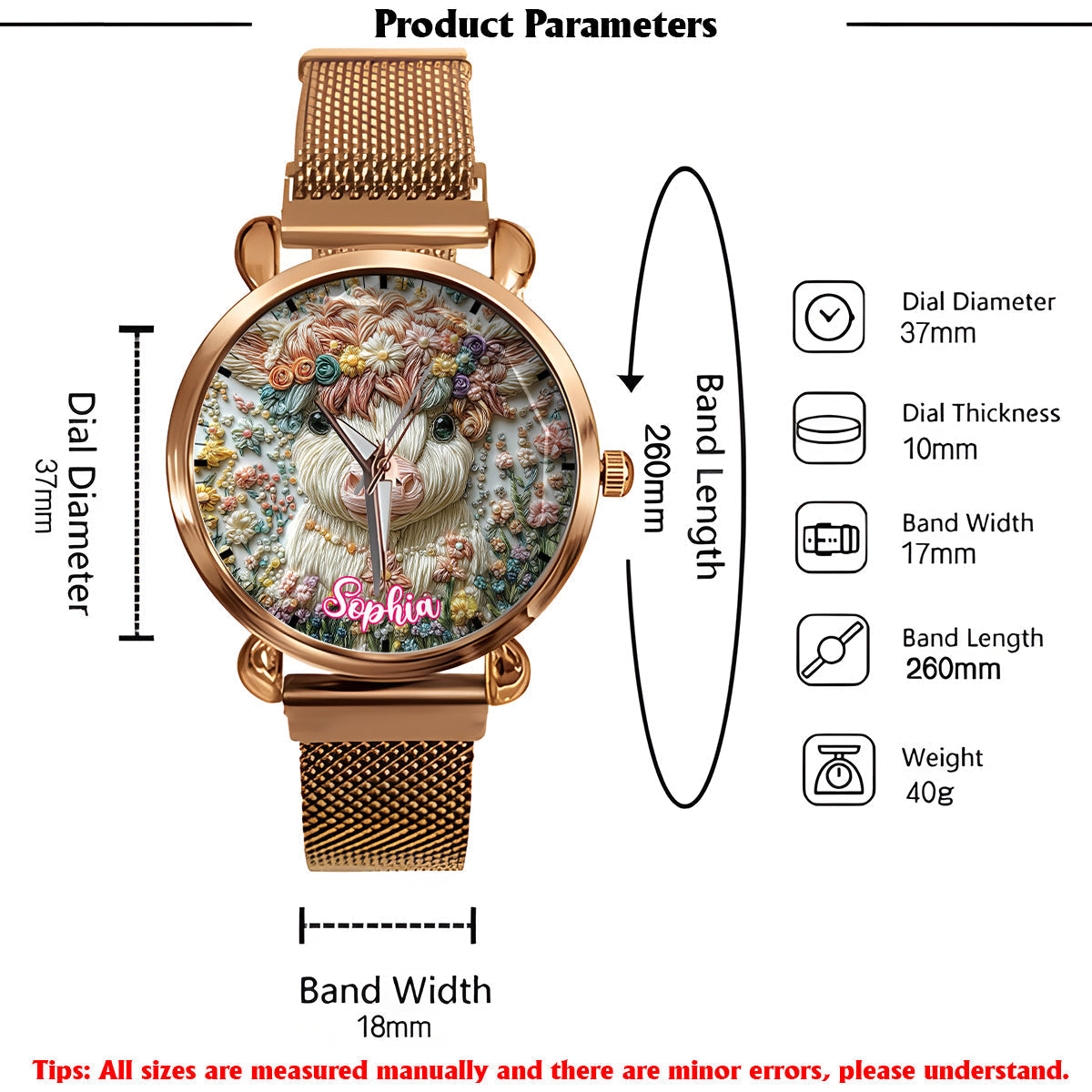 Beautiful Highland Cow - Personalized Highland Cow Women Hand Watch