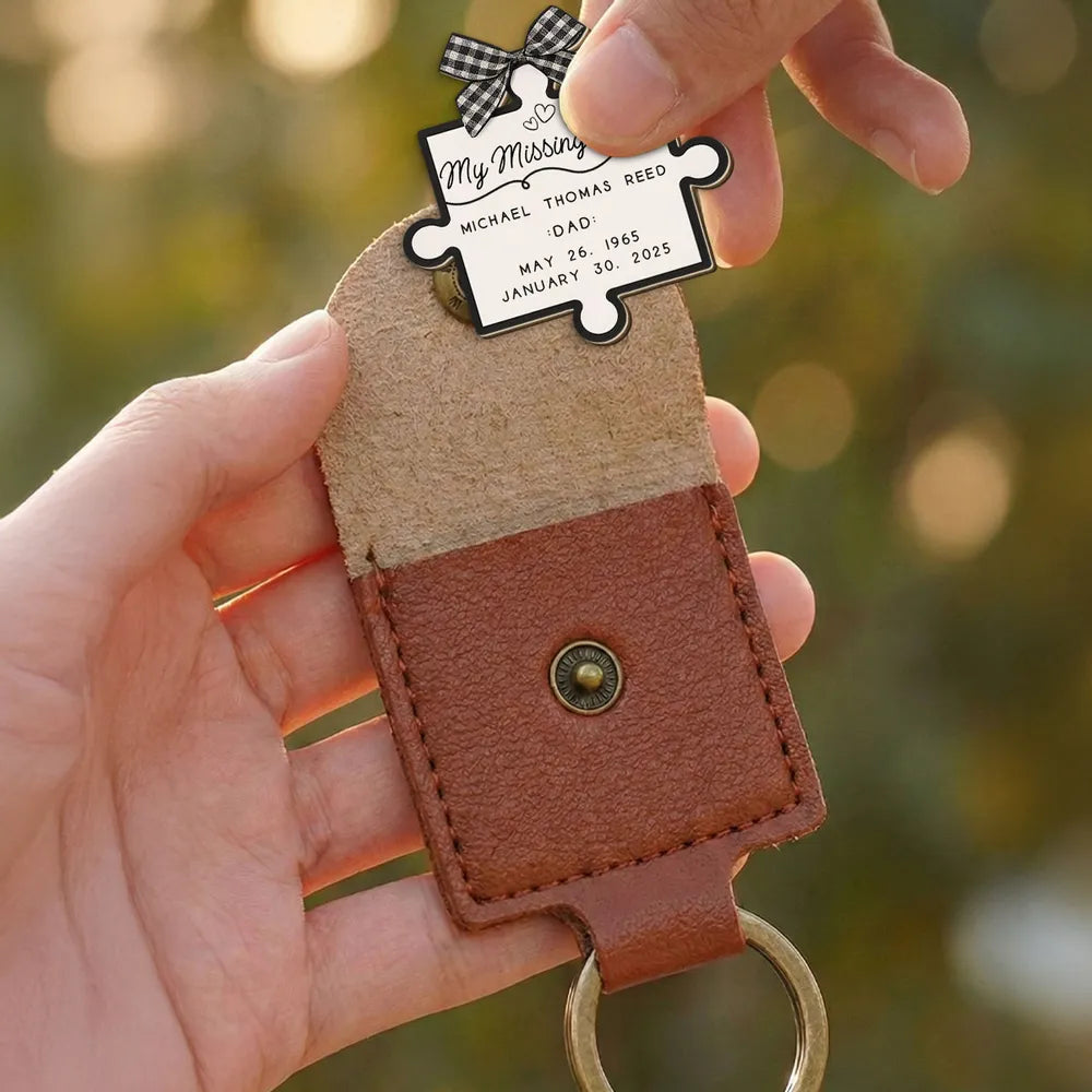 Personalized Wooden Pocket Hug Keychain Missing Piece Puzzle Gift for Mom, A Unique Sympathy Keepsake