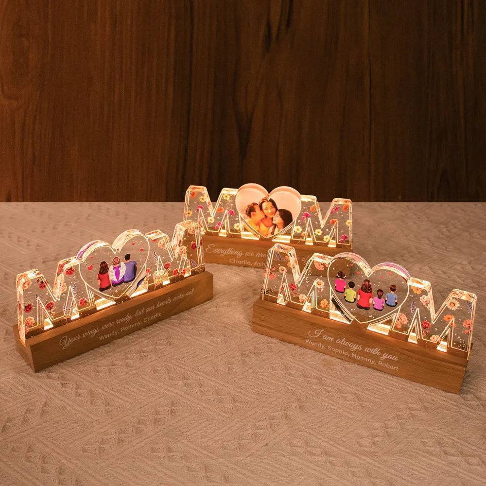 Heartlight Memories: Custom Family Glow, Custom Birth Month Flower Led Night Light