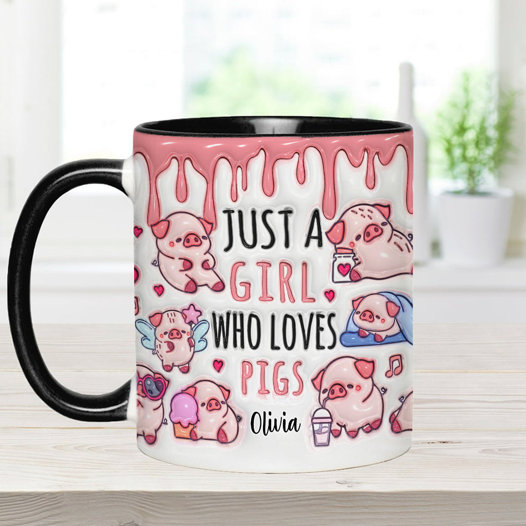 Just A Girl Who Loves Pigs - Personalized Pig Lover Accent Mug