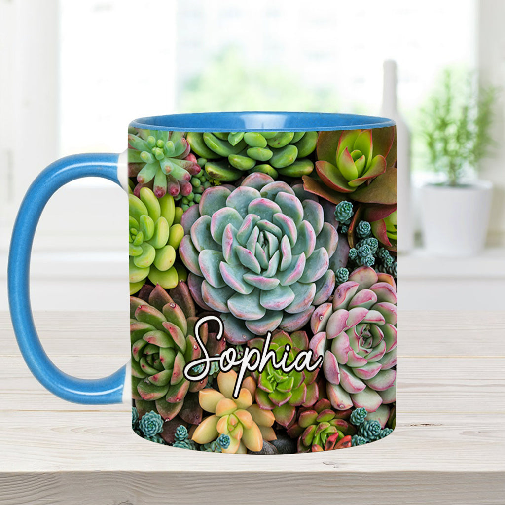 Beautiful Cactus Succulents Plants - Personalized Cactus Accent Mug