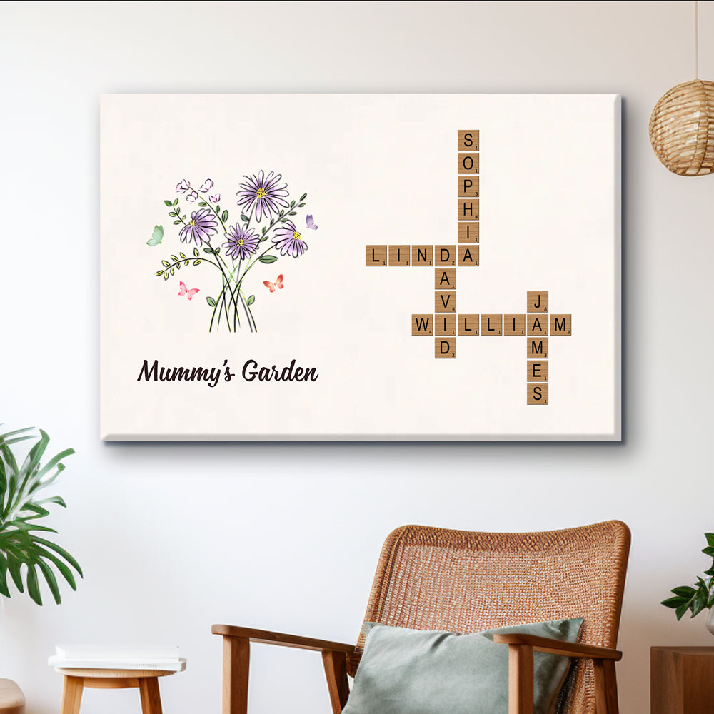 Personalized Family Garden Poster – Custom Flowers and Names Design, Unique Mother's Day or Valentine's Gift, Heartwarming Home Decor