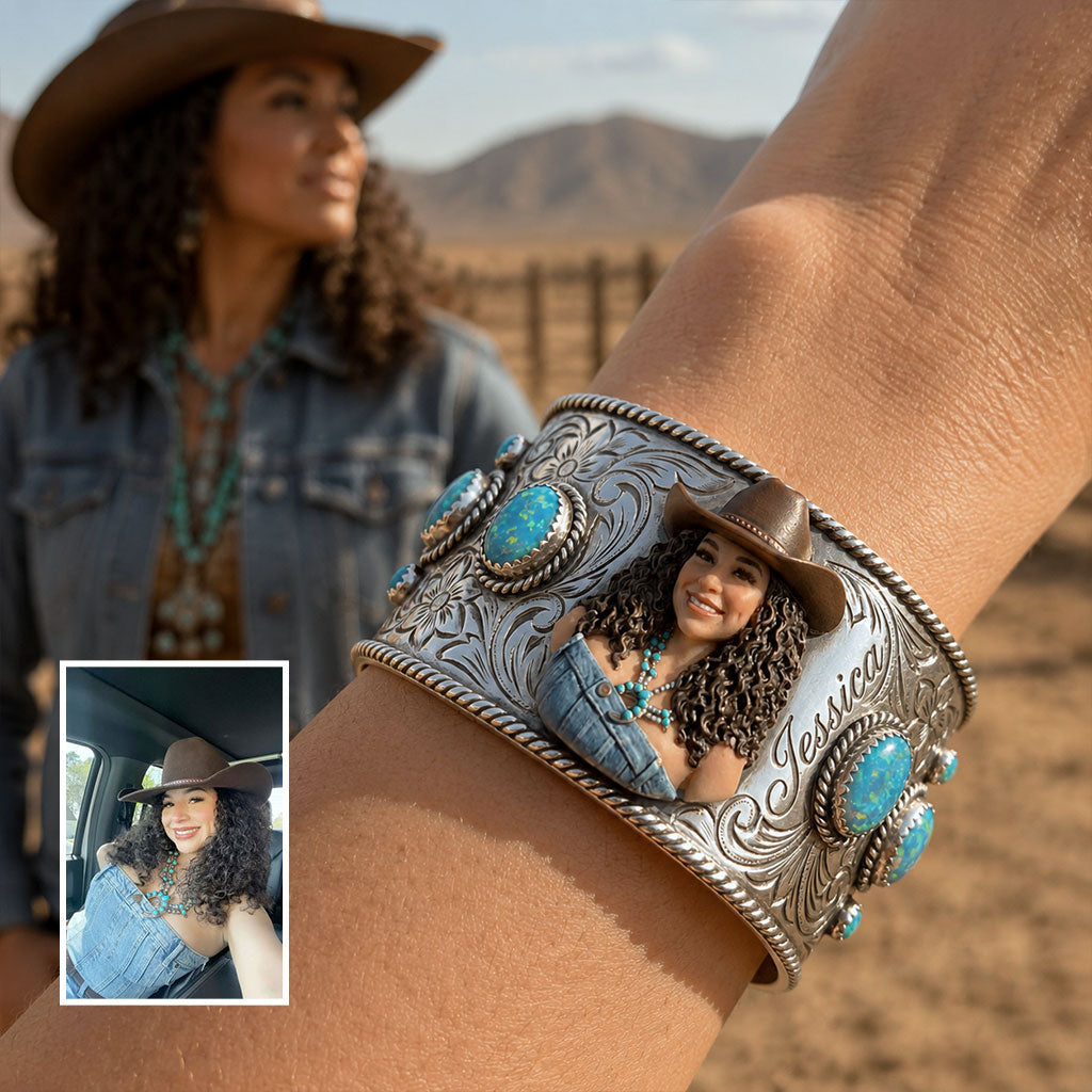 Cowgirl Must-Have - Personalized Cowgirl Shaped Cuff Bracelet
