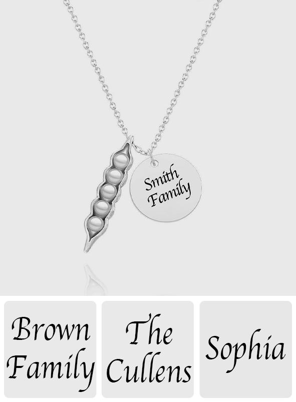 Personalized Peas In A Pod With Names Necklace