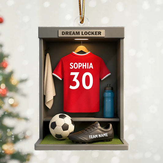 Soccer Locker Acrylic Ornament – Perfect Holiday Gift for Soccer Lovers & Players