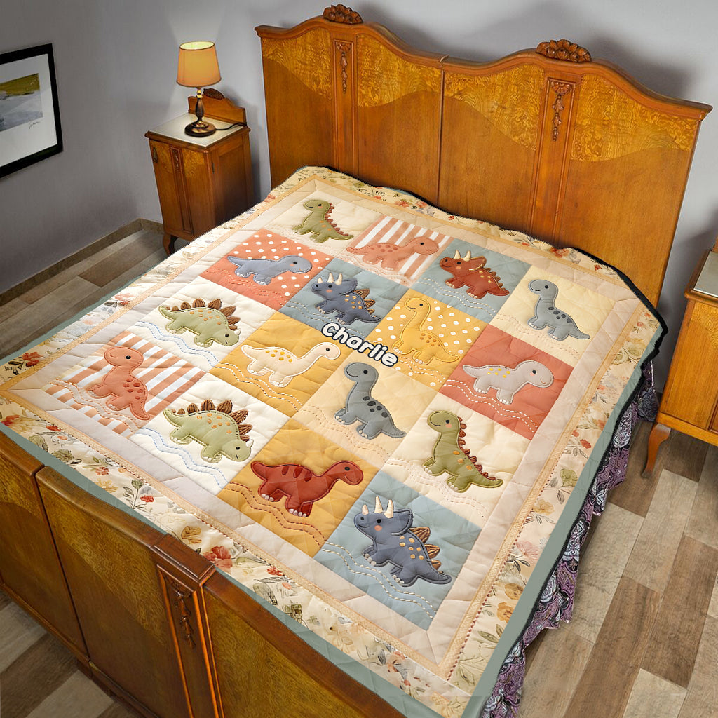 Adorable Dinosaurs - Personalized Kid Quilt