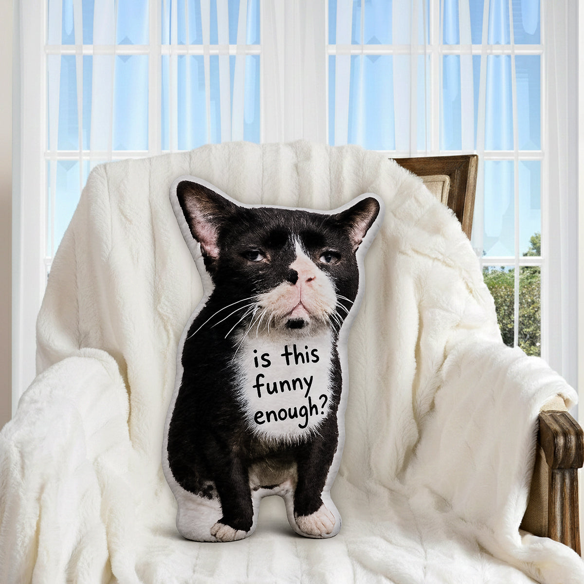 Funny Ugly Awkward Cat Dog Custom Photo - Personalized Dog Premium Faux Fur Pillow