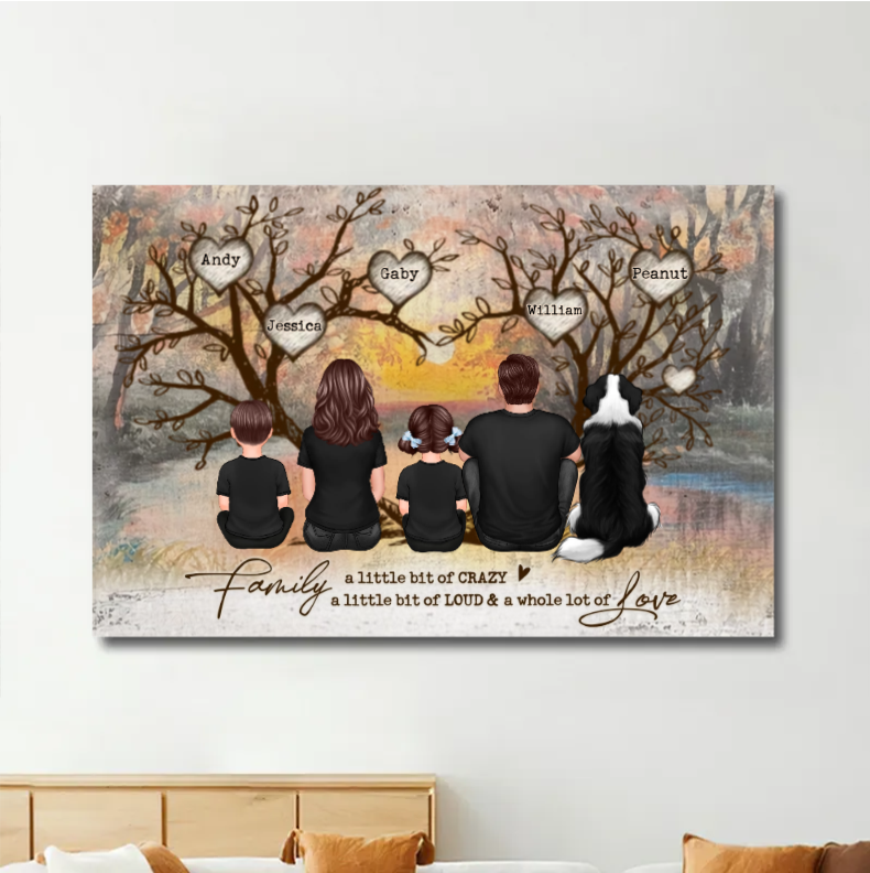Family Heart Tree Sitting Personalized Poster or Keychain or Ornament or Plaque or Ornament, Home Decoration, Gift For Family