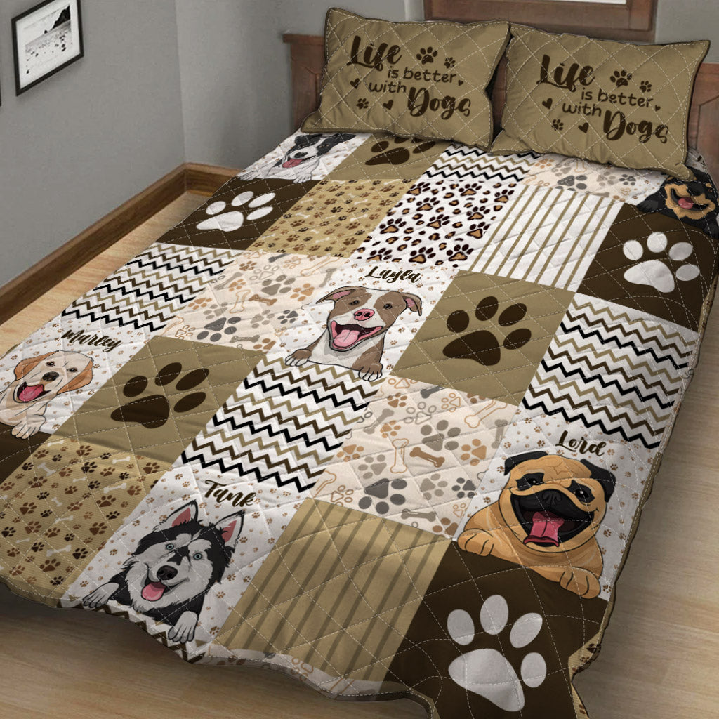Cute Patterns Personalized Portrait Pets - Gift for dog lovers - Personalized Quilt Set