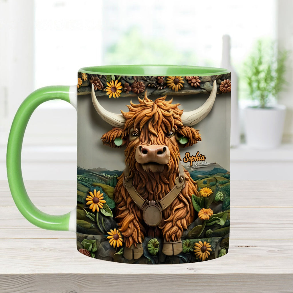 Cute Highland Cow - Personalized Highland Cow Accent Mug