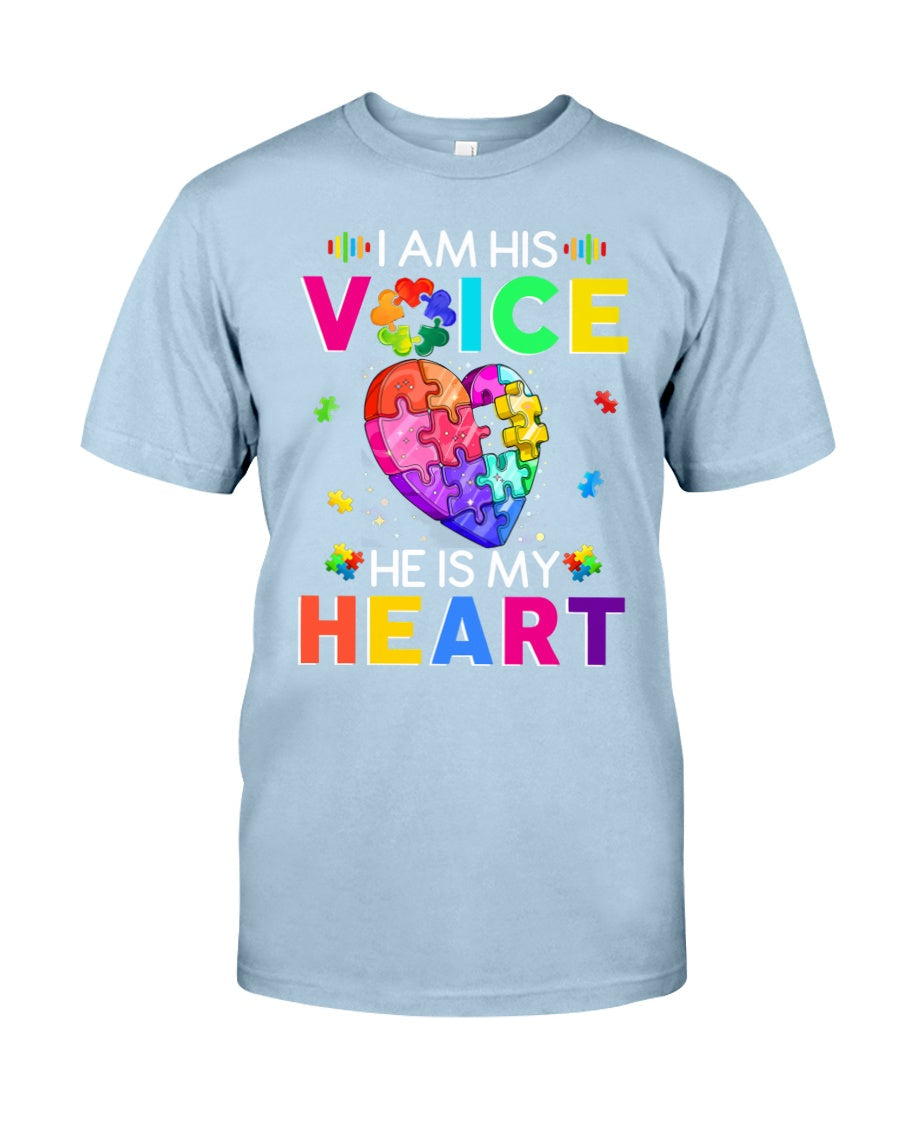 I Am His Voice He Is My Heart - Autism Awareness T-shirt and Hoodie 0921