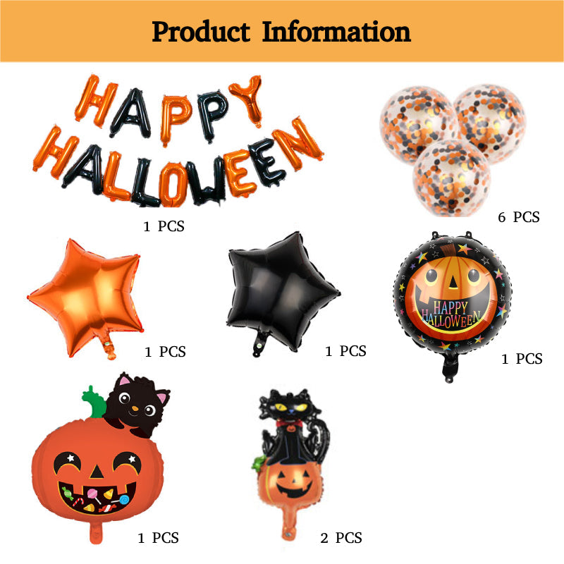 Happy Halloween - Halloween Party Balloons Set With Banner