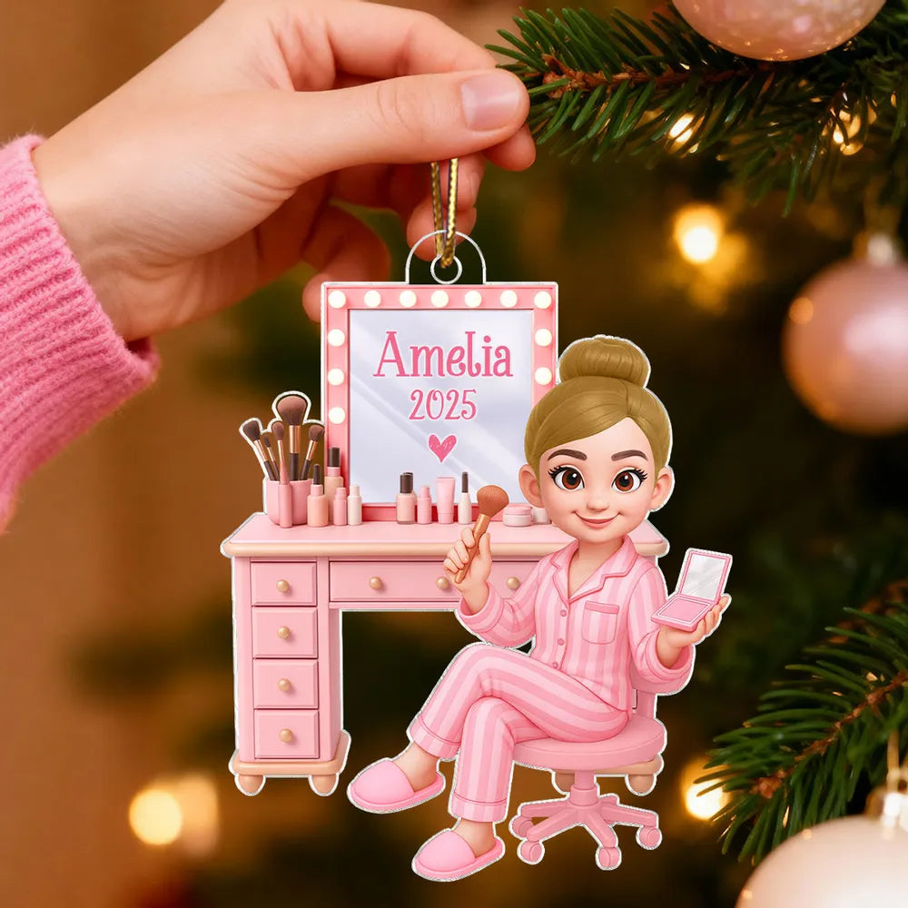 Beauty Lover Acrylic Ornament – Cute Pink Vanity Theme, Perfect Gift for Makeup Enthusiasts