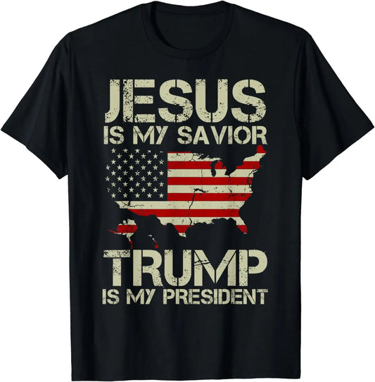 Jesus Is My Savior Trump Is My President T-shirt, Trump 2024 T-Shirt Printed Graphic Clothing T-shirt & Hoodie