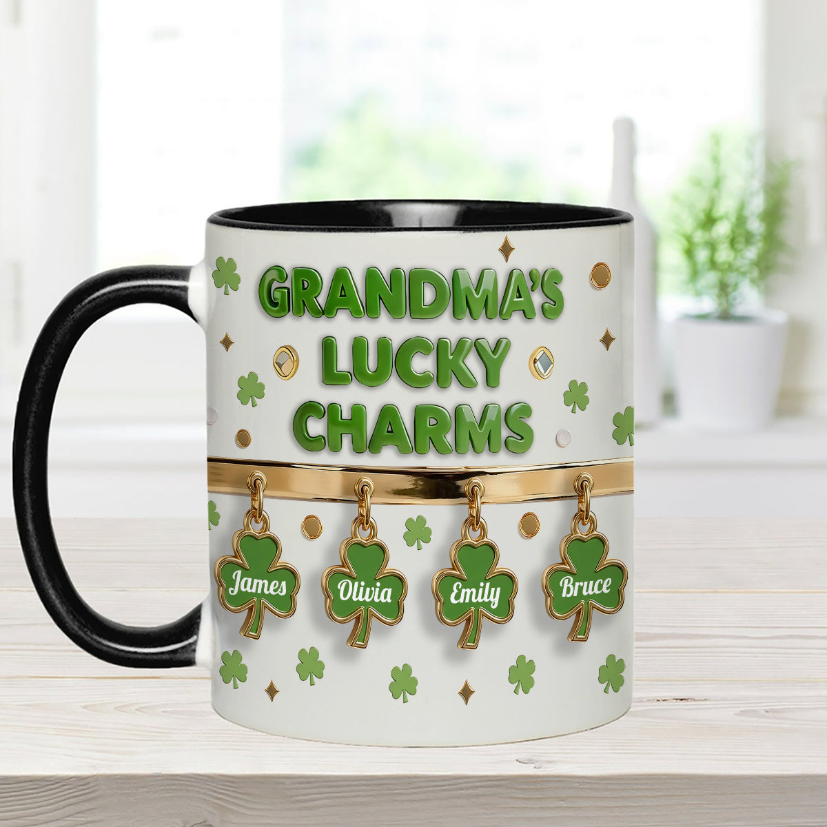 Grandma's Lucky Charms - Personalized Grandma Set Accent Mug With Acrylic Stirrers