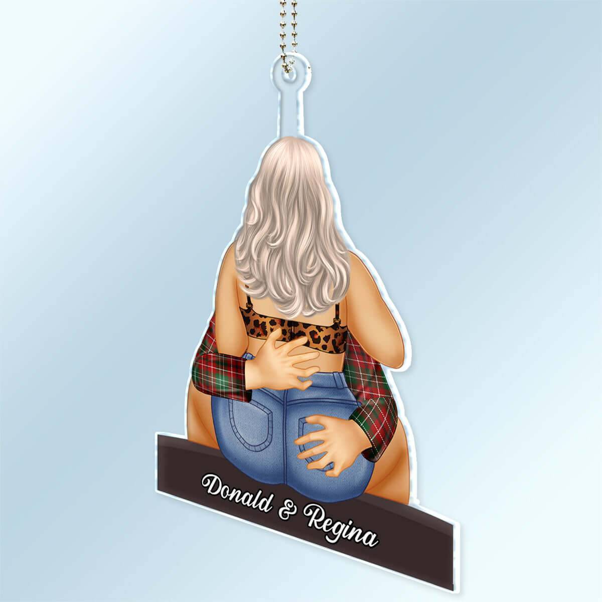 Embrace of Love - Personalized Acrylic Car Hanger for Couples - Ideal for Valentine's & Anniversary Celebrations