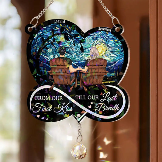 From Our First Kiss Till Our Last Breath Starry Sky Personalized Sun Catcher Ornament – Romantic Gift for Couple, Husband, Wife