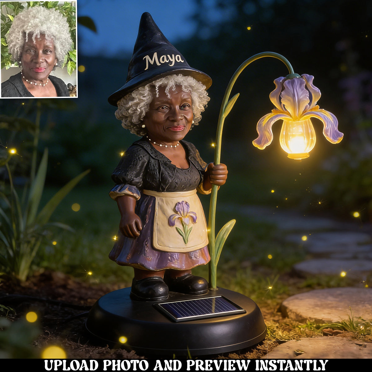 Custom Gnome Light From Any Photo - Personalized Gardening Garden Solar Light