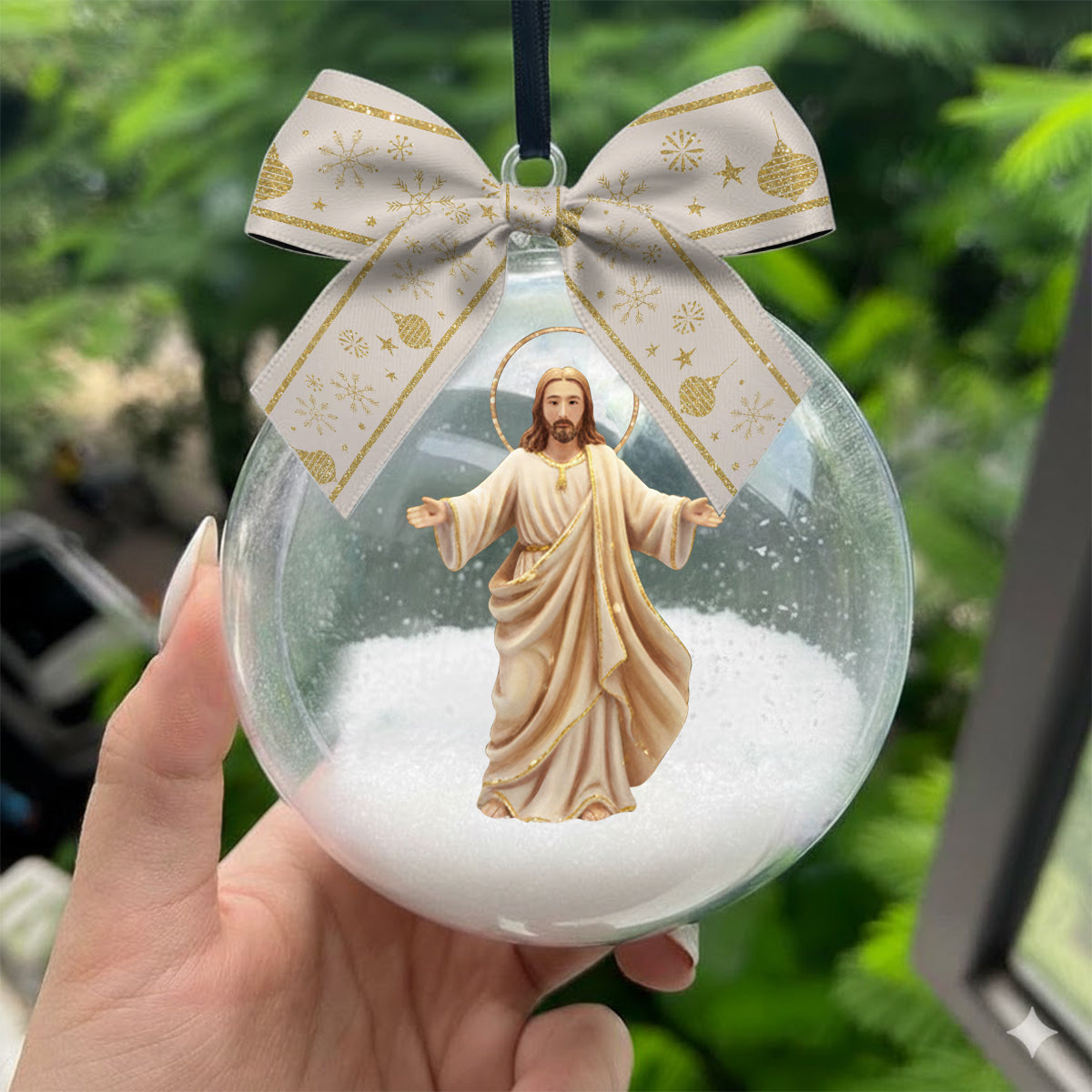 Be Still And Know That I Am God - Personalized Christian Snow Globe Ornament With Bow