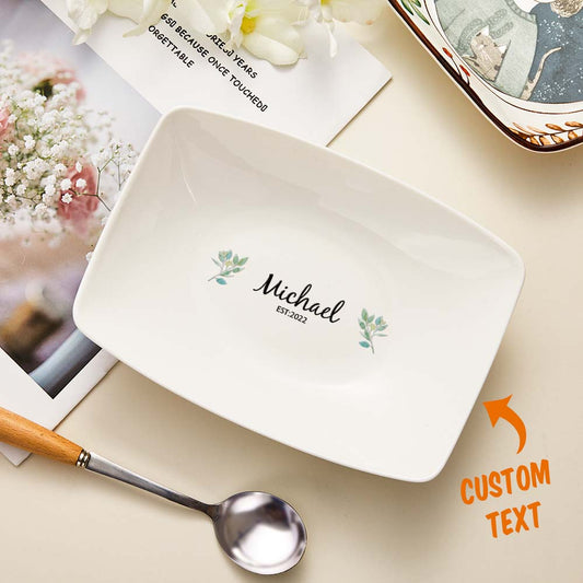 Name Engraved Tableware Plate Flower - gift for anyone - Personalized Plate