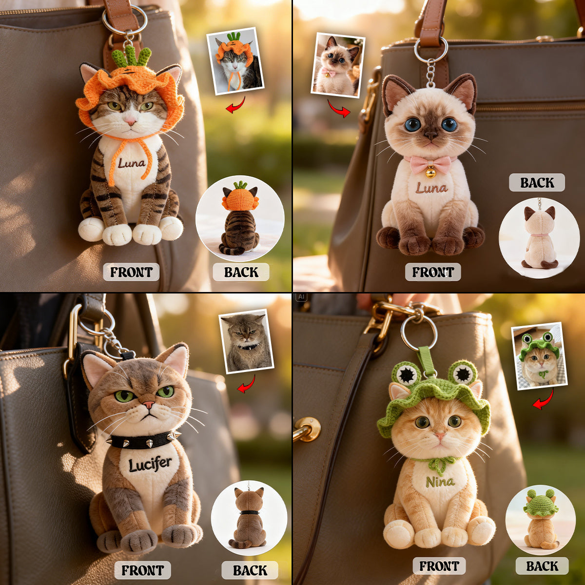 Always By My Side - Personalized Cat Plush Keychain