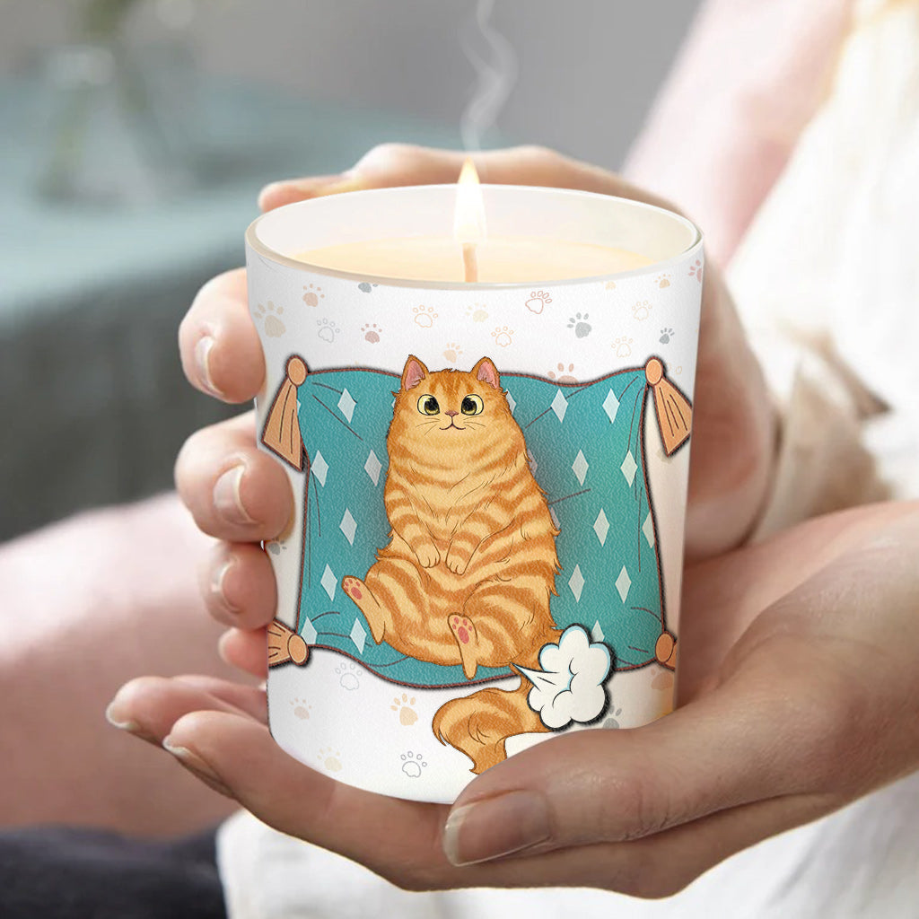 Because The Kitty Farted - Personalized Cat Candle With Wooden Lid