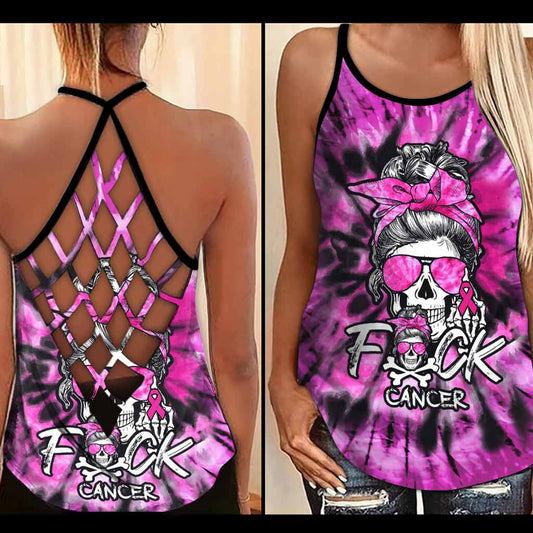 F Cancer  - Breast Cancer Awareness Cross Tank Top