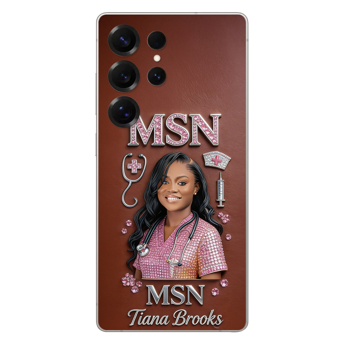 Any Title - Gifts For Nurse, Doctor - Personalized Nurse 3D Embossed Leather Phone Case