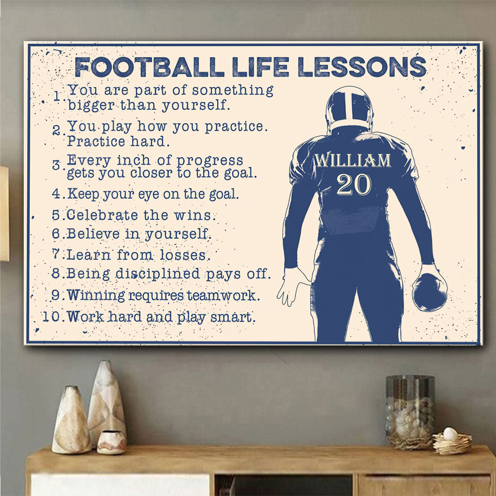 Football Life Lesson - Personalized Football Canvas And Poster