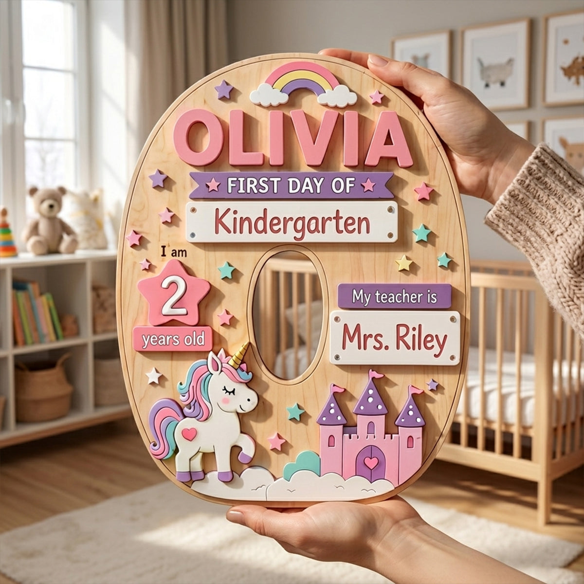 First Day Of School Sign Gift For Kids - Personalized Kid 2 Layered Wood Sign / Wood Plaque