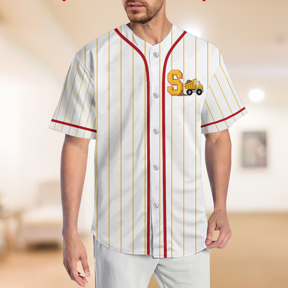 Alphabet Construction Vehicles - Personalized Kid Baseball Jersey