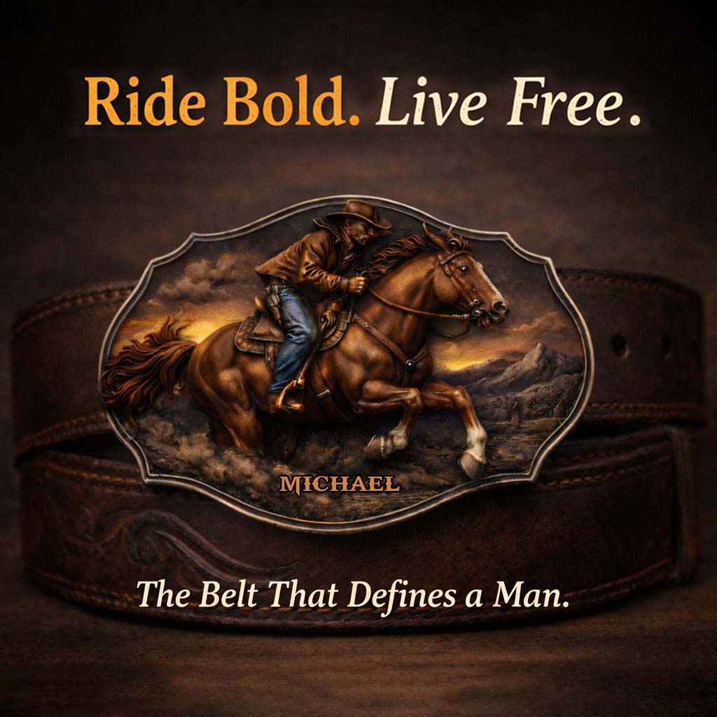 Dallas Cowboys, Western Theme - Personalized Western Outfit Leather Belt With Shaped Buckle
