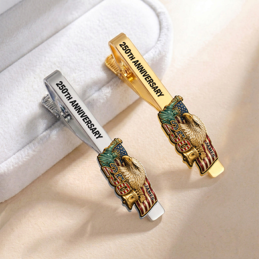 America 250th Anniversary Gifts - Personalized Independence Day/ 4th of July Tie Clip