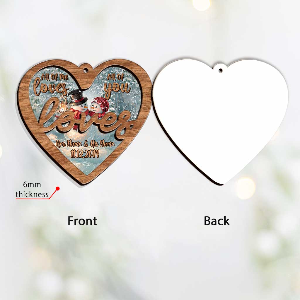 All Of Me Loves - Personalized Christmas Couple Layers Mix Ornament
