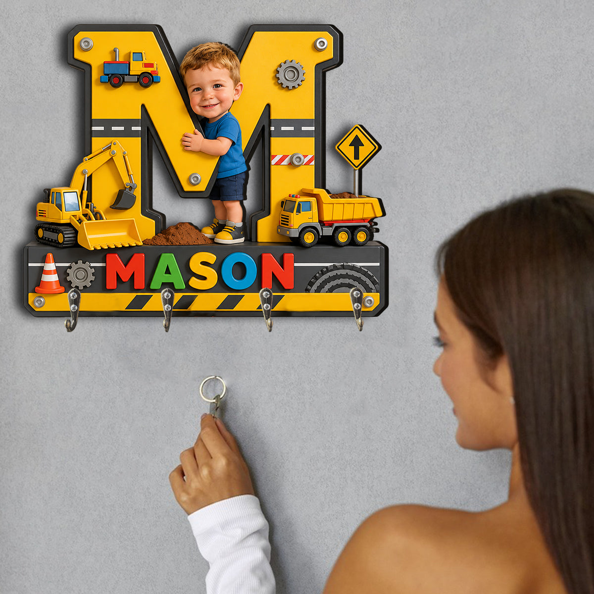 Alphabet Letter & Custom Photo And Theme - Personalized Kid Custom Shaped Hanging Rack