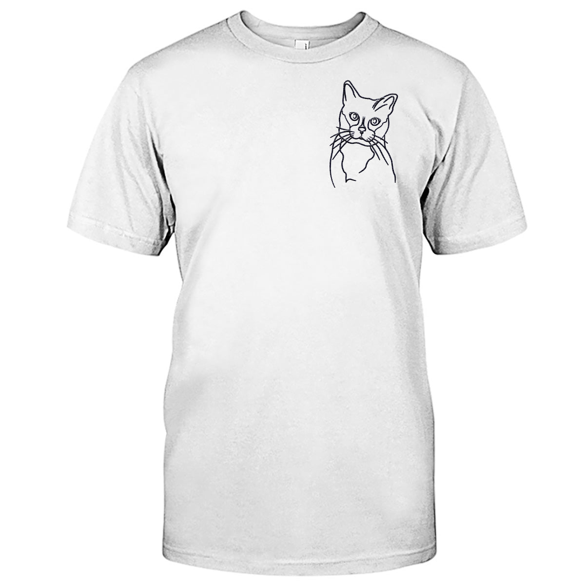 Custom Line Art - Personalized Cat Embroidered T-shirt